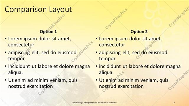 Comparison presentation slide layout