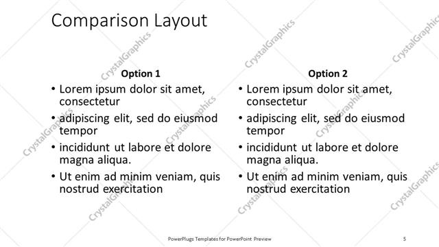 Comparison presentation slide layout