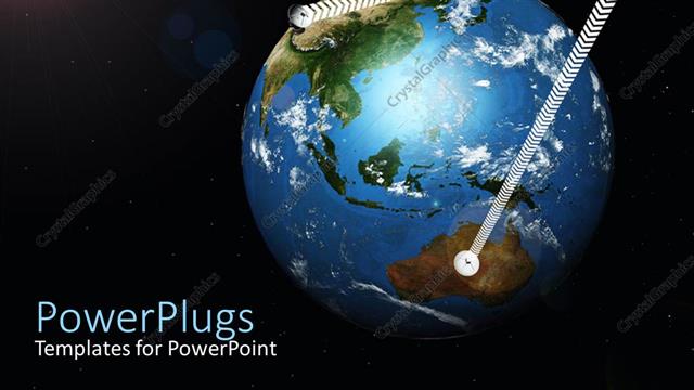  Presentation with communication - Satellite in orbit reflecting signal between locations
