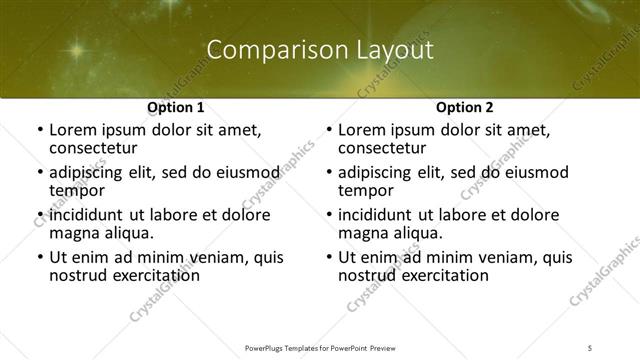Comparison presentation slide layout
