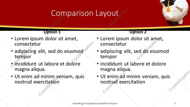 Comparison presentation slide layout