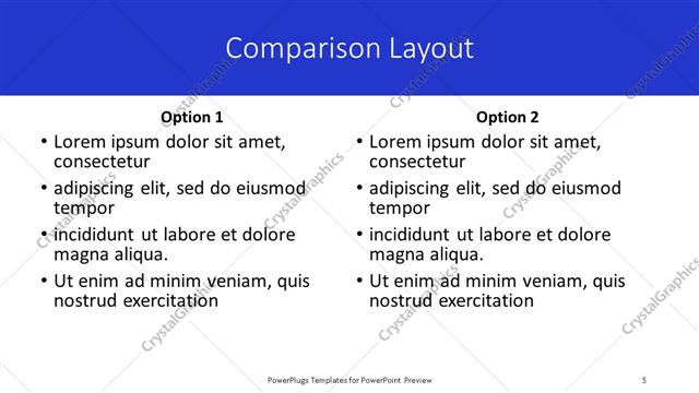 Comparison presentation slide layout
