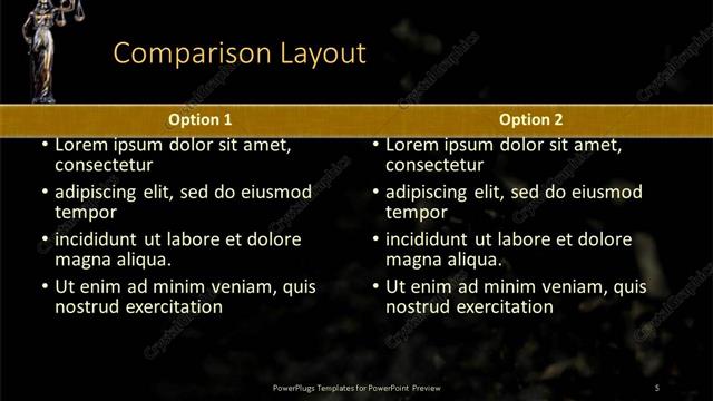 Comparison presentation slide layout