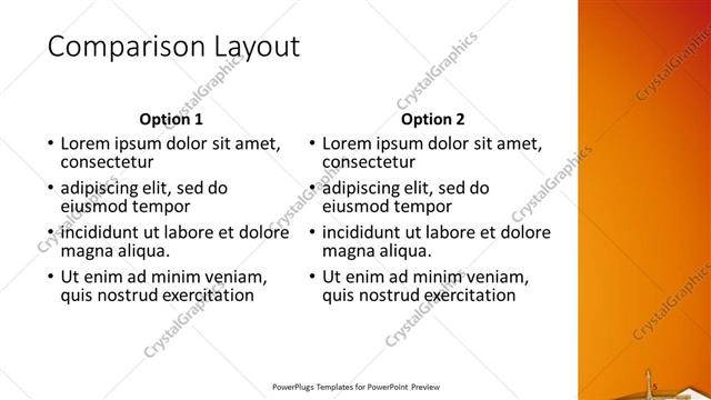 Comparison presentation slide layout