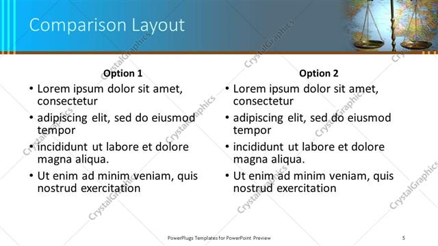 Comparison presentation slide layout
