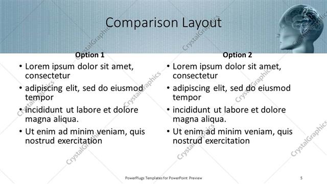 Comparison presentation slide layout