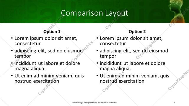 Comparison presentation slide layout