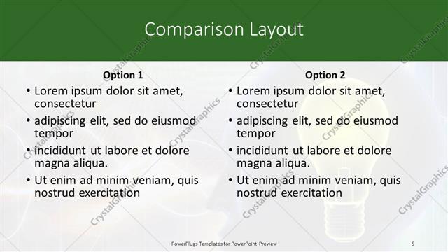 Comparison presentation slide layout