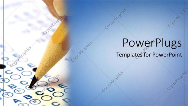  Presentation with testing - Scantron testing college students education on blue background