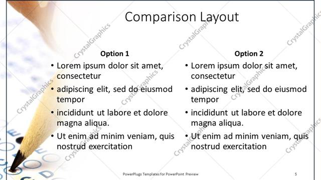 Comparison presentation slide layout