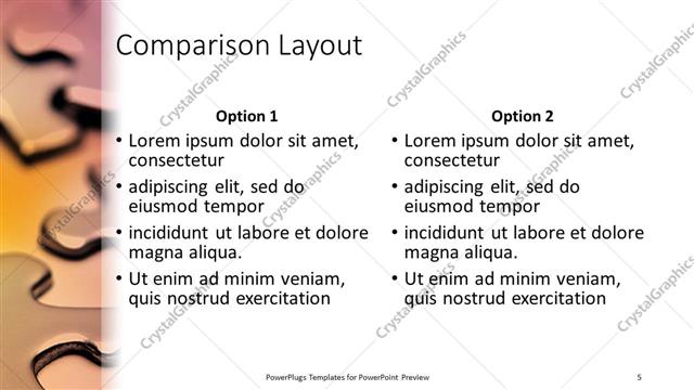 Comparison presentation slide layout
