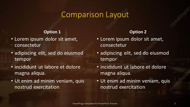 Comparison presentation slide layout