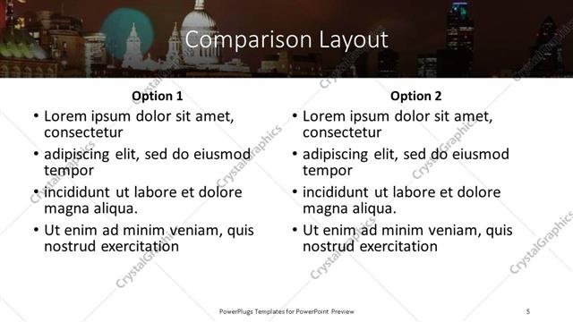 Comparison presentation slide layout