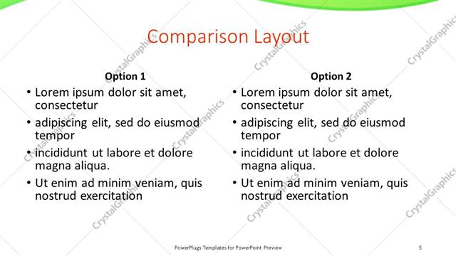 Comparison presentation slide layout