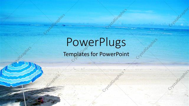  Presentation with beach - Scenery of beautiful beach with cute blue umbrella in beach sand