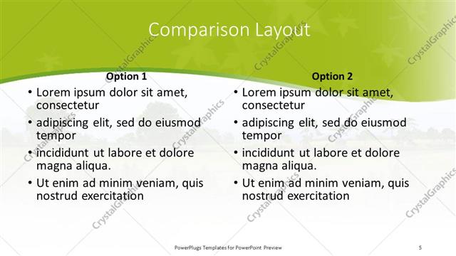 Comparison presentation slide layout