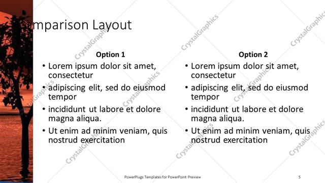 Comparison presentation slide layout