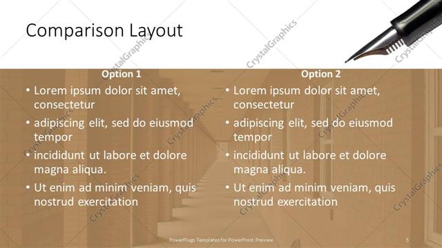 Comparison presentation slide layout