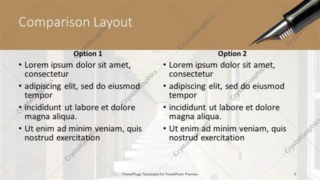 Comparison presentation slide layout
