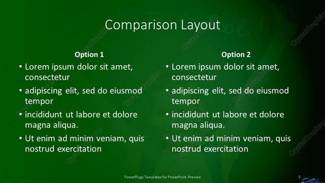 Comparison presentation slide layout