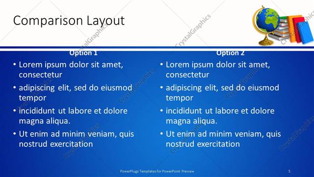 Comparison presentation slide layout