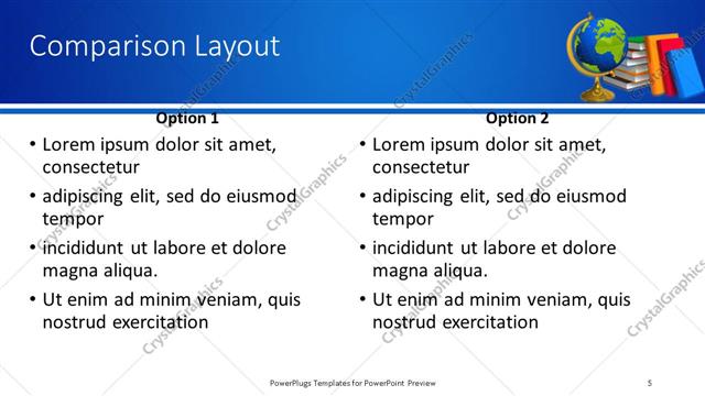 Comparison presentation slide layout