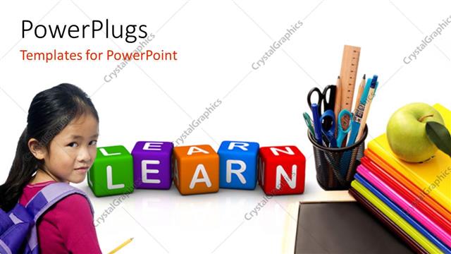  Presentation with learn - A school going girl with a number of dices in front