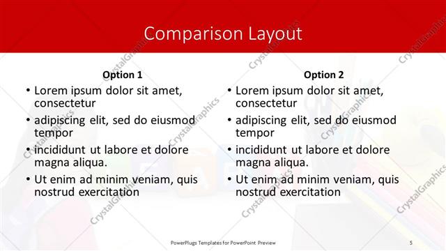 Comparison presentation slide layout