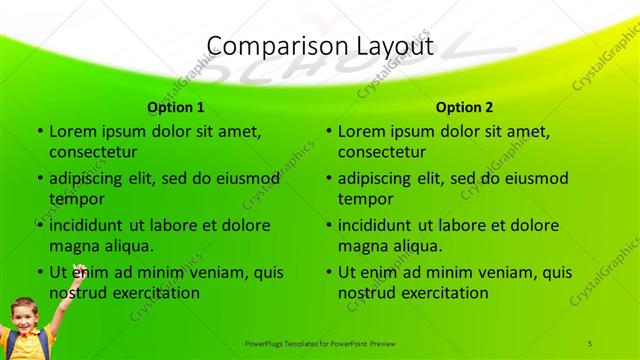 Comparison presentation slide layout