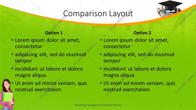 Comparison presentation slide layout