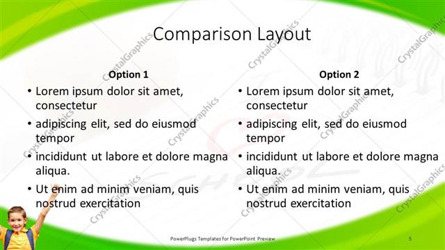 Comparison presentation slide layout