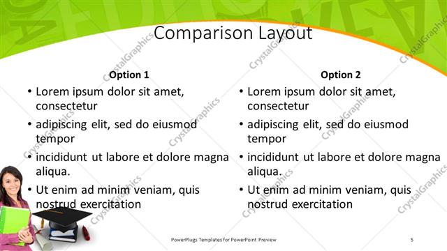 Comparison presentation slide layout