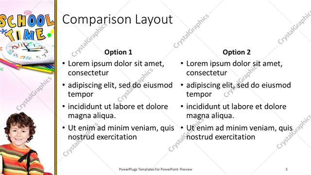 Comparison presentation slide layout