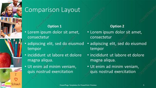Comparison presentation slide layout