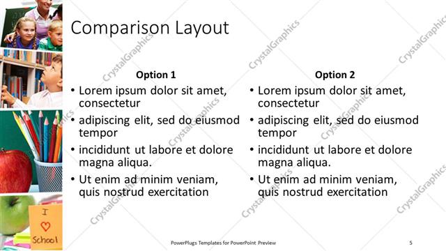 Comparison presentation slide layout