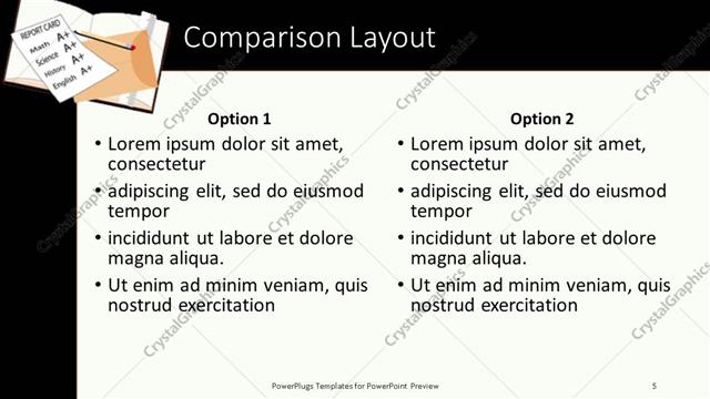 Comparison presentation slide layout