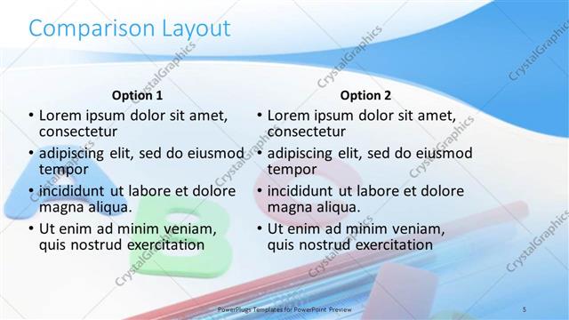 Comparison presentation slide layout