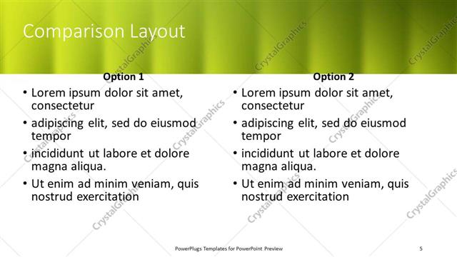 Comparison presentation slide layout