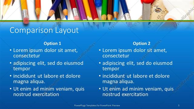Comparison presentation slide layout