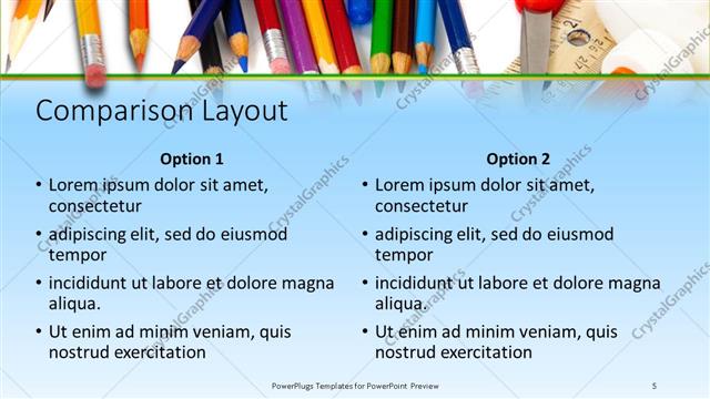 Comparison presentation slide layout