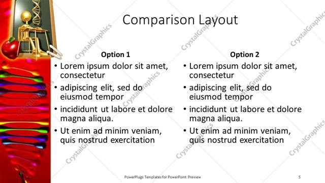 Comparison presentation slide layout
