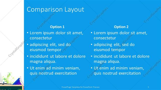 Comparison presentation slide layout