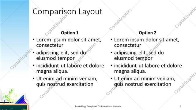 Comparison presentation slide layout