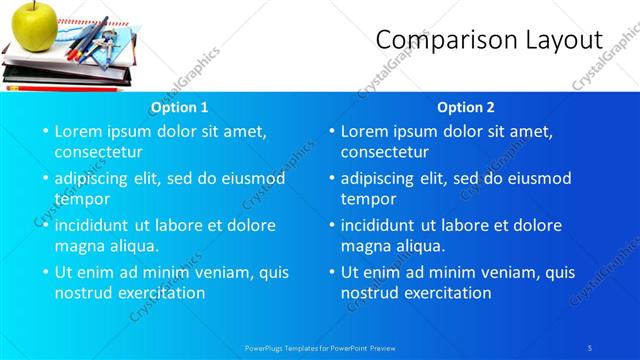 Comparison presentation slide layout