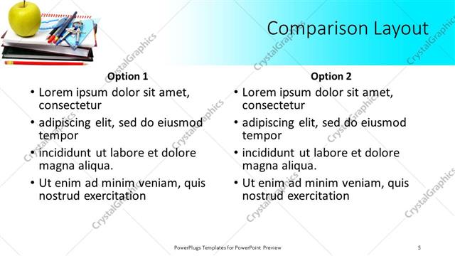 Comparison presentation slide layout