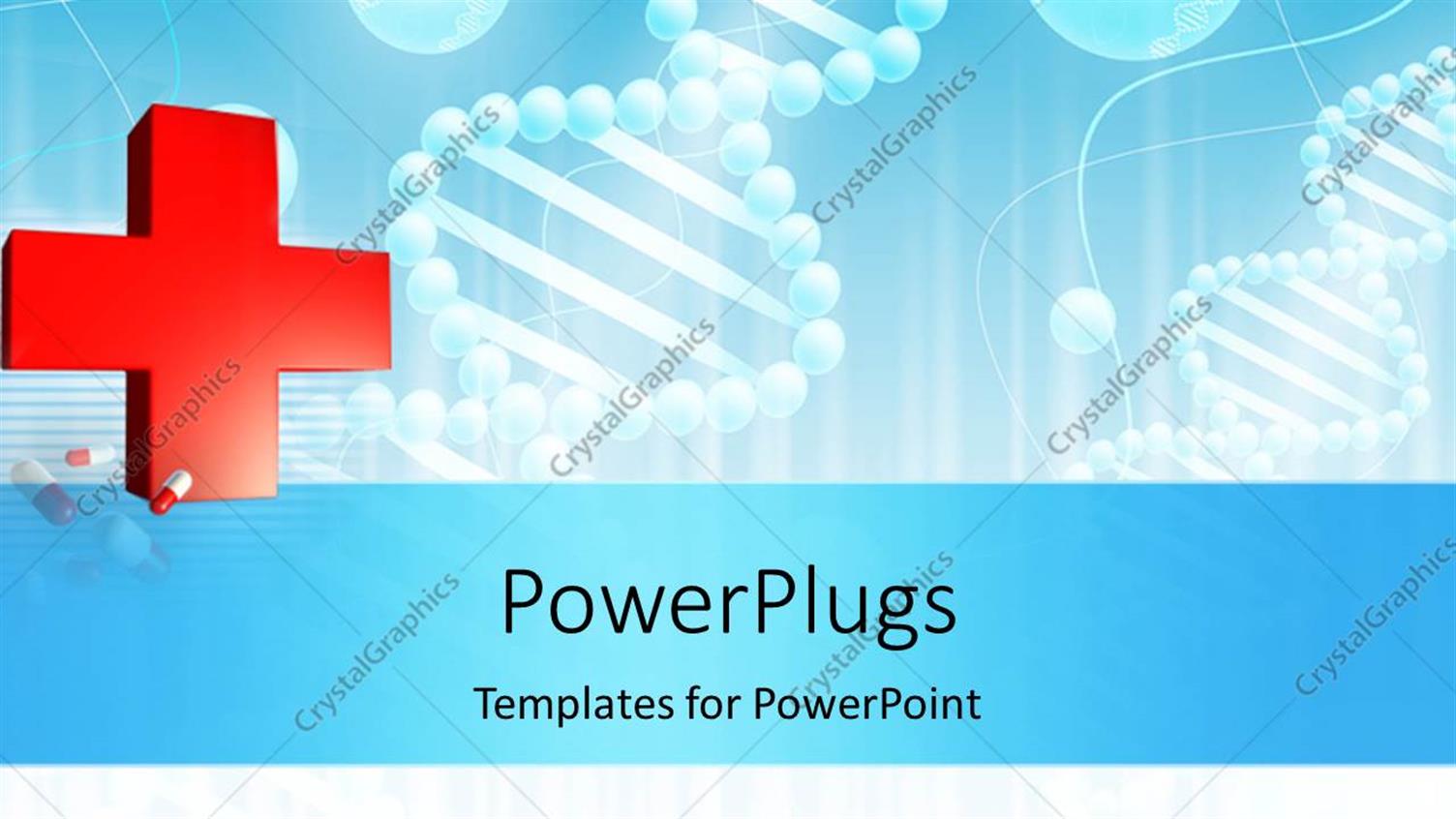 Featuring Science Background with DNA Theme and Red Cross Symbol in Foreground