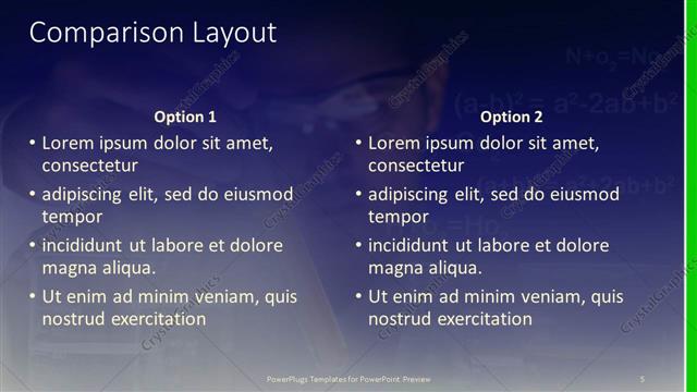 Comparison presentation slide layout