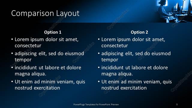 Comparison presentation slide layout