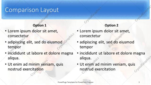 Comparison presentation slide layout