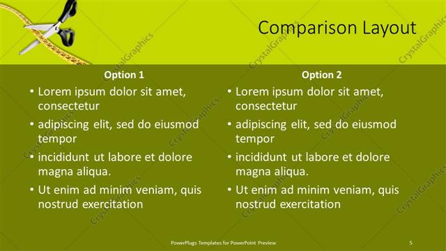 Comparison presentation slide layout